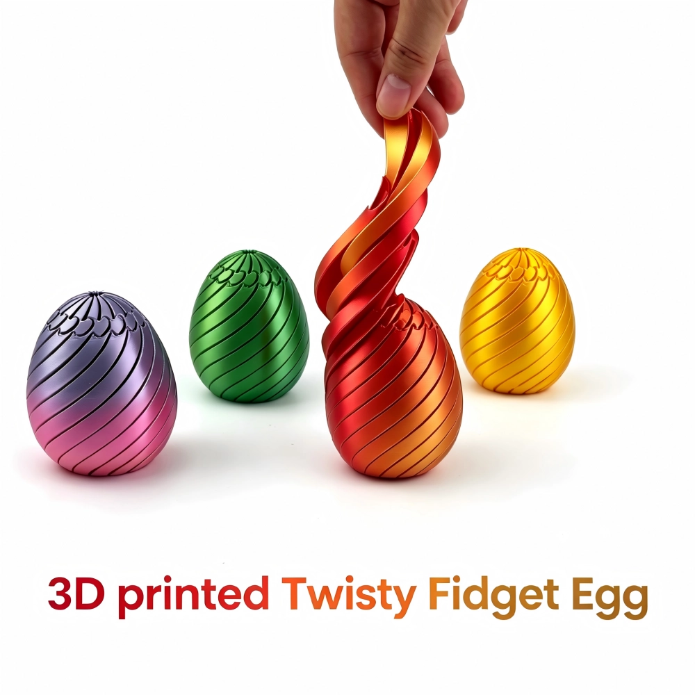 3D Printed Spiral Egg & Twisted Scale Fidget Set, Sensory Stress Relief Anti-Anxiety Desk Toy for Home Office Decor
