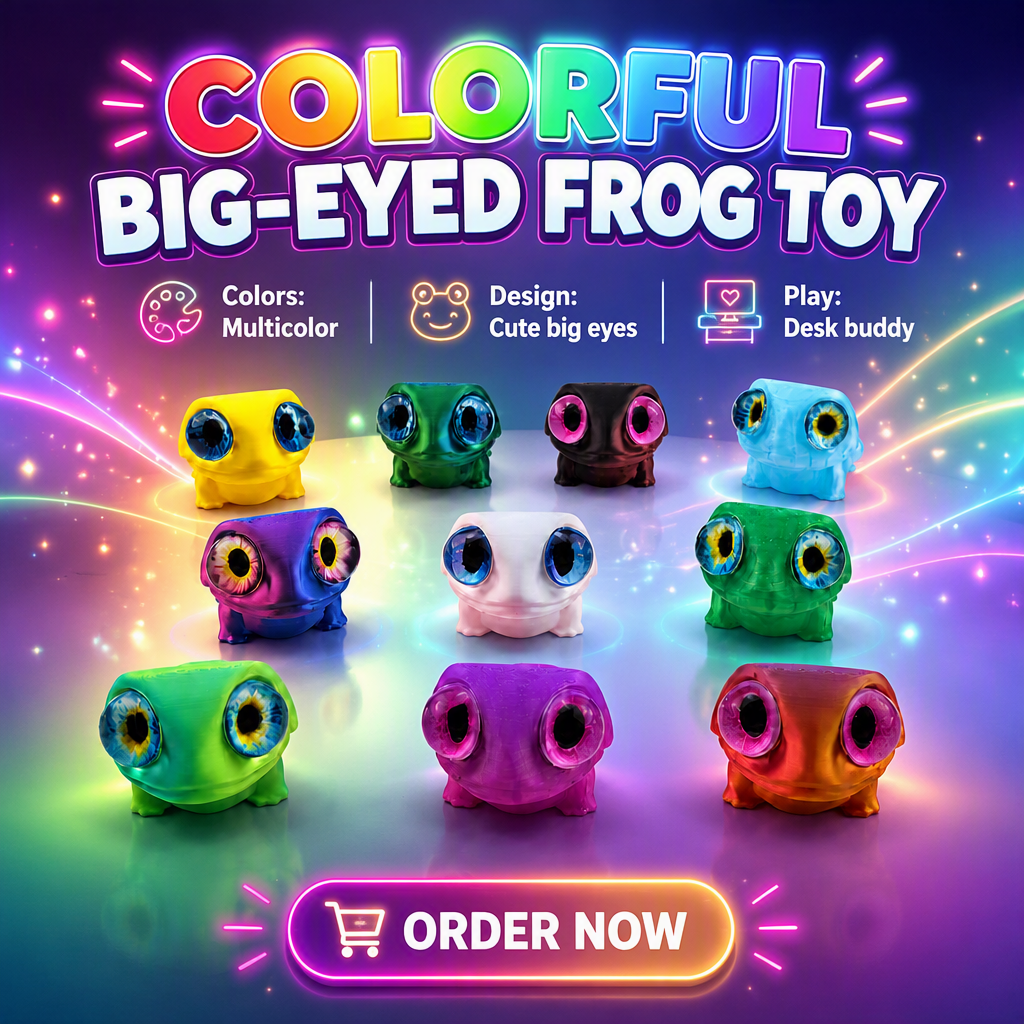 3D Printed Big Eyed Frog Toy PLA Sensory Desk Toy Collectible Custom Color Wholesale Manufacturer